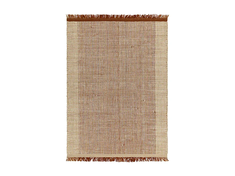 Handgeweven tapijt, 100% wol - 160x230cm - oranje, crème, wit - Avalon
