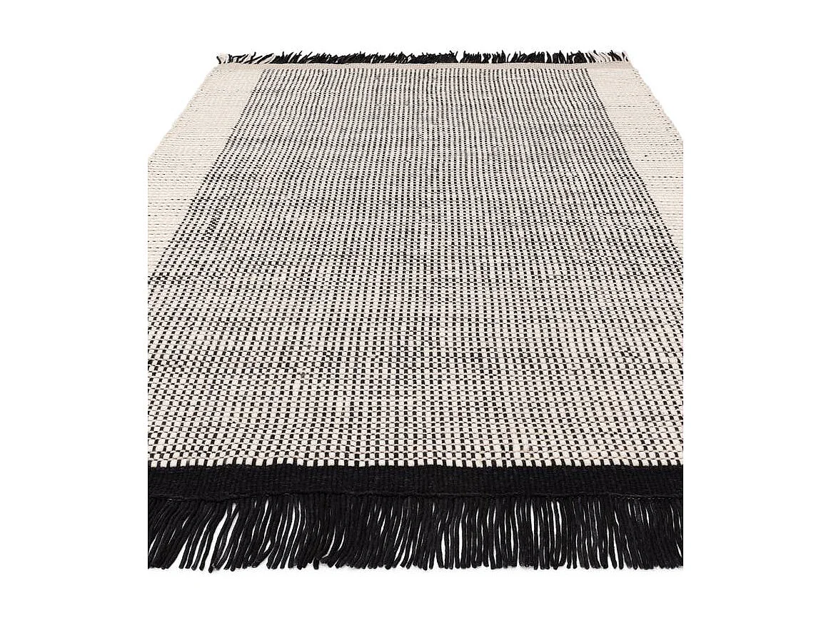 Tapis tissé à la main 100% laine - 200x290cm - noir, crème, blanc - Avalon