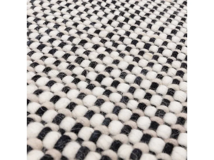 Tapis tissé à la main 100% laine - 200x290cm - noir, crème, blanc - Avalon