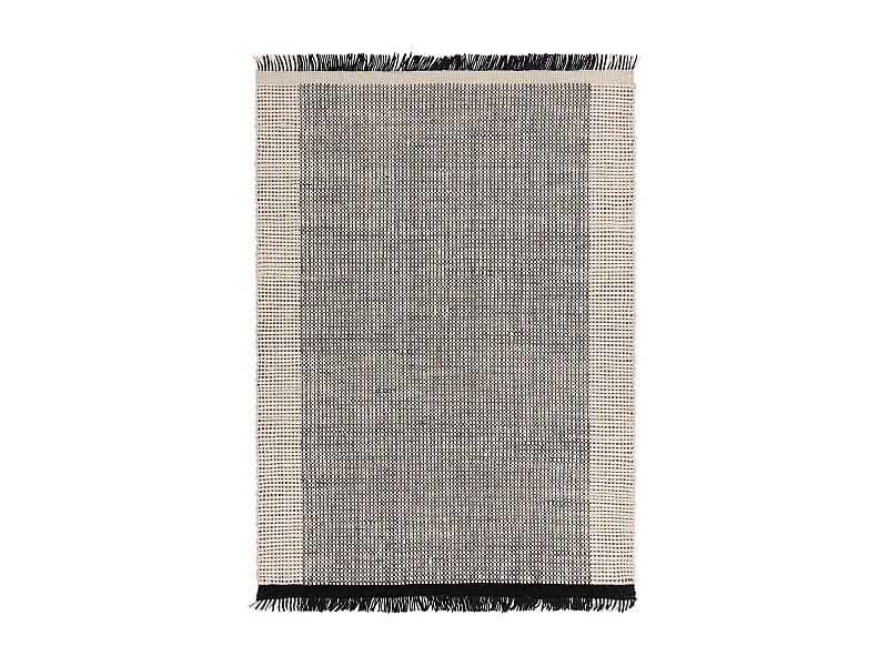 Handgeweven tapijt, 100% wol - 200x290cm - zwart, crème, wit - Avalon