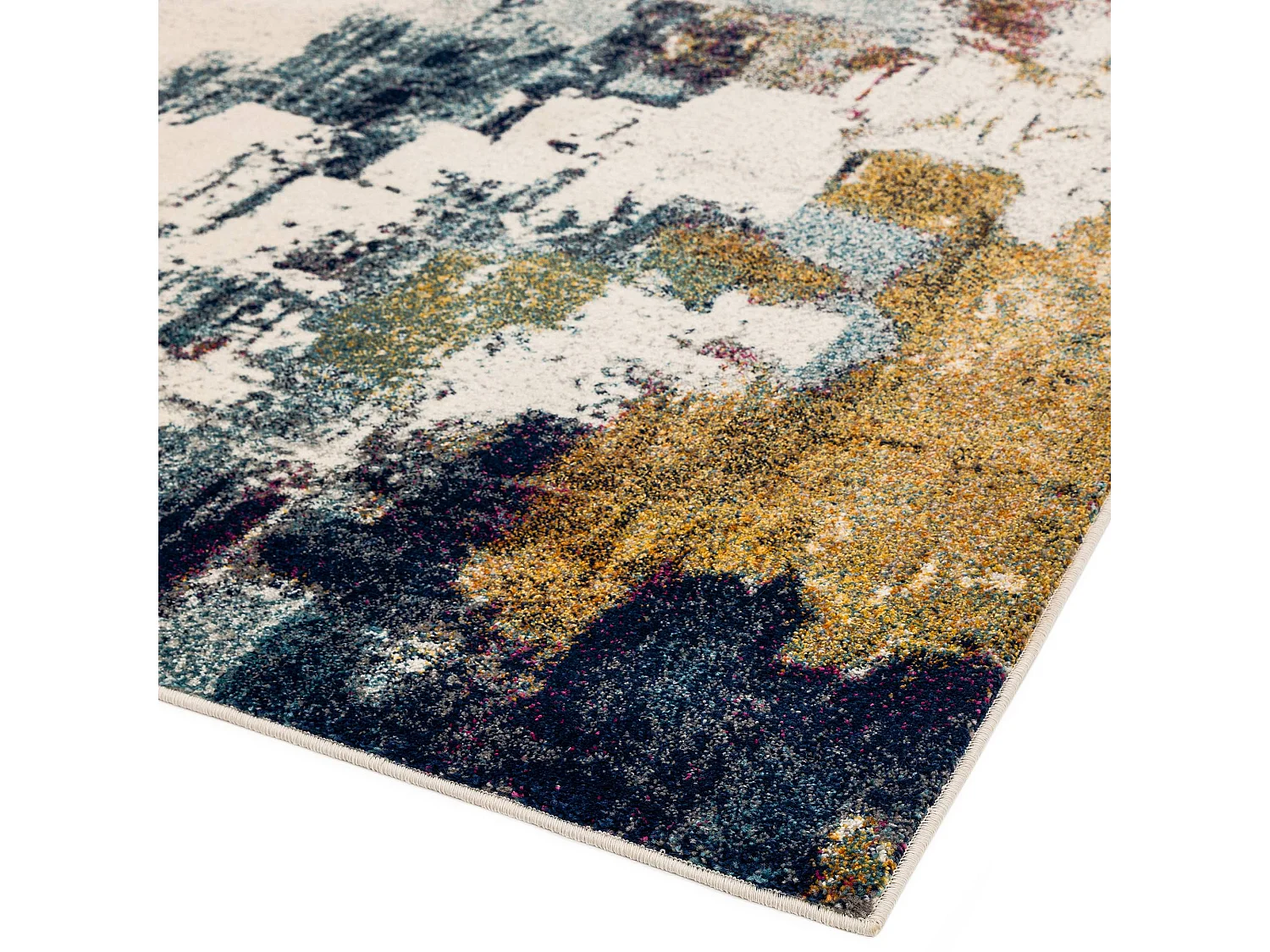 Abstract tapijt in meerdere kleuren - 200x290cm - geel, blauw, crème, bordeaux - Nova Abstract