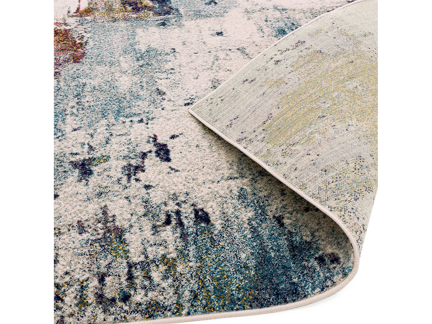 Abstract tapijt in meerdere kleuren - 200x290cm - geel, blauw, crème, bordeaux - Nova Abstract