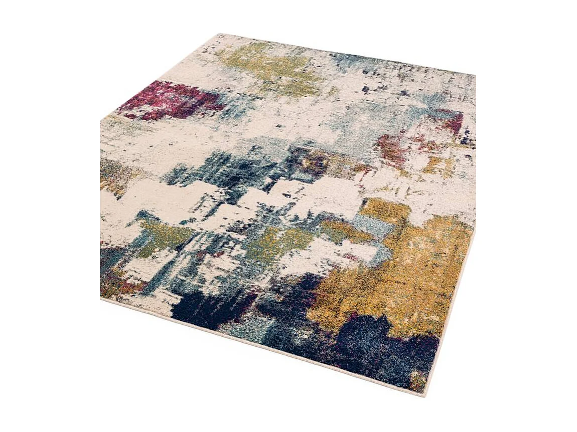 Tappeto astratto multicolore - 200x290cm - giallo, blu, crema, bordeaux - Nova Abstract