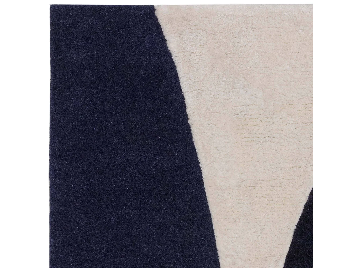 Geometrisch tapijt van wol en viscose - 160x230cm - marineblauw, crème - Matrix Signature