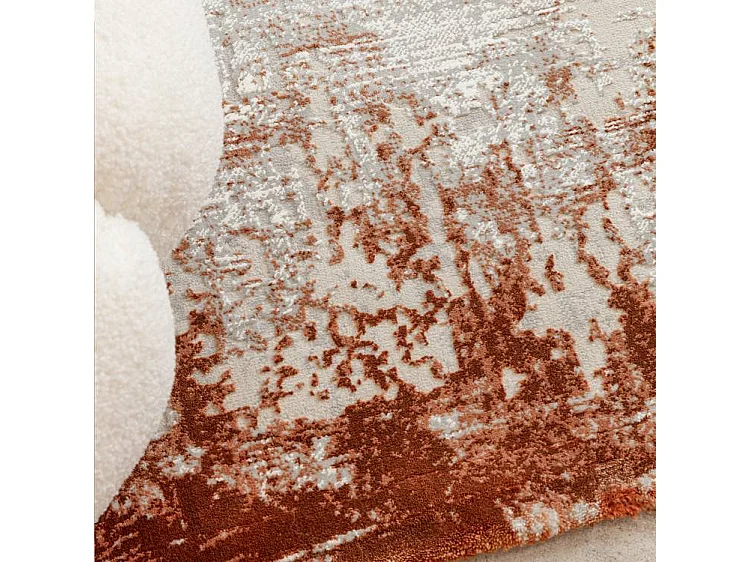 Tappeto astratto - 200x290cm - arancione, crema - Kuza Border