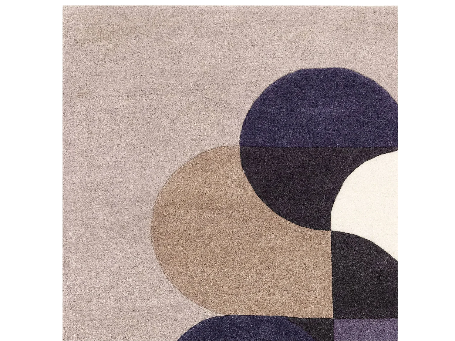 Geometrisch tapijt, handgemaakt 100% wol - 200x290cm - grijs, blauw, zwart, beige, crème - Matrix Statement