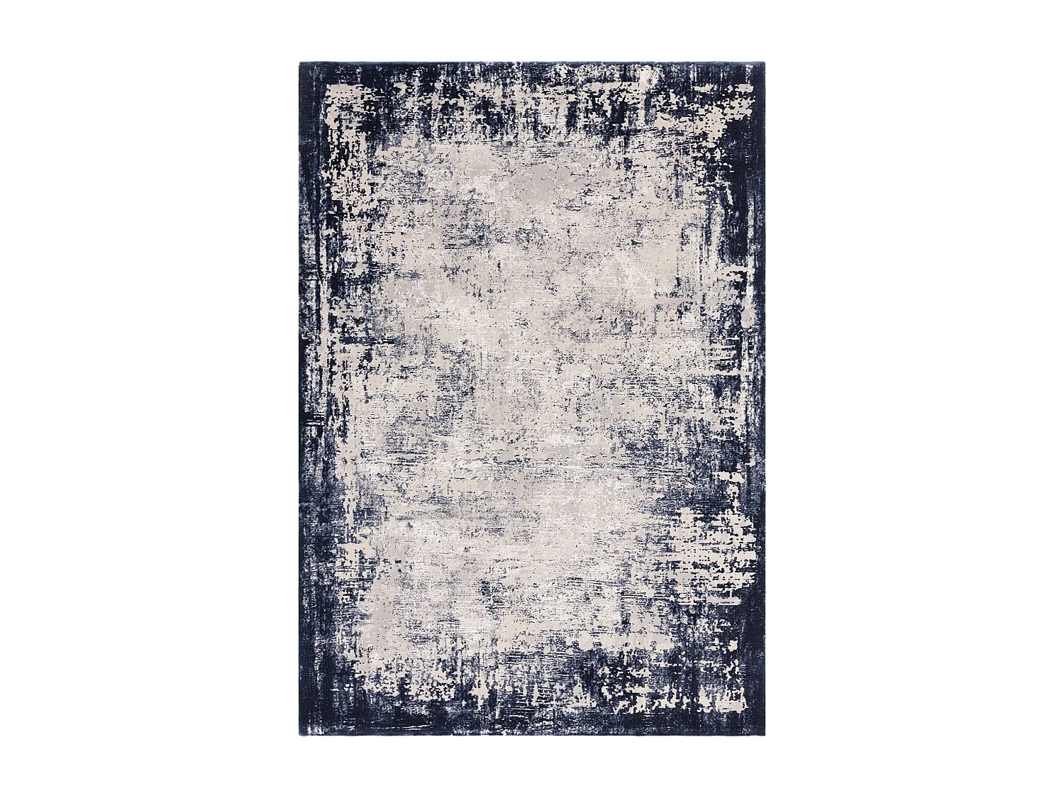 Abstract tapijt - 200x290cm - marineblauw, crème - Kuza Border