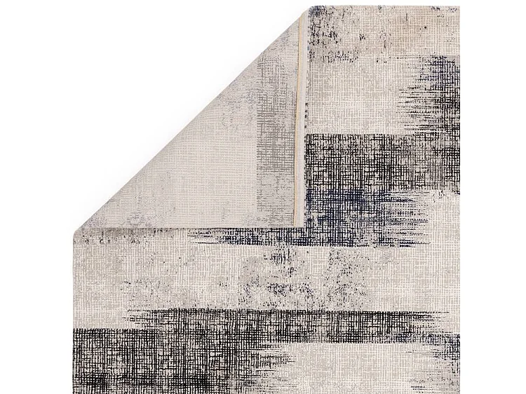 Tapis Abstrait - 200x290cm - blue marine, crème, noir - Kuza Lines