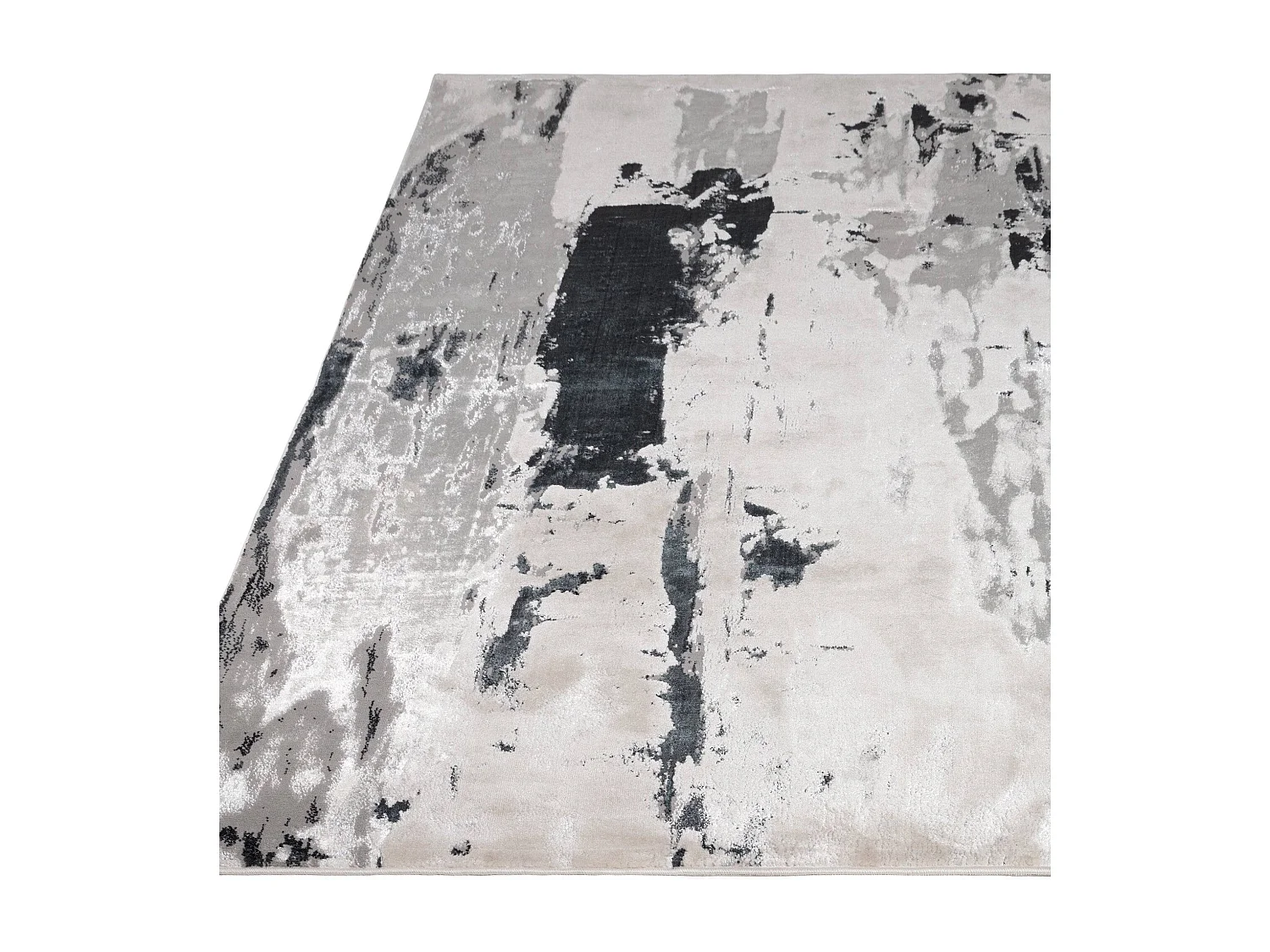 Abstract tapijt - 160x230cm - zilver, crème, wit, grijs - Aurora Glacier