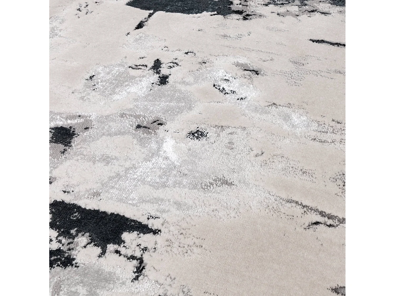 Abstract tapijt - 160x230cm - zilver, crème, wit, grijs - Aurora Glacier