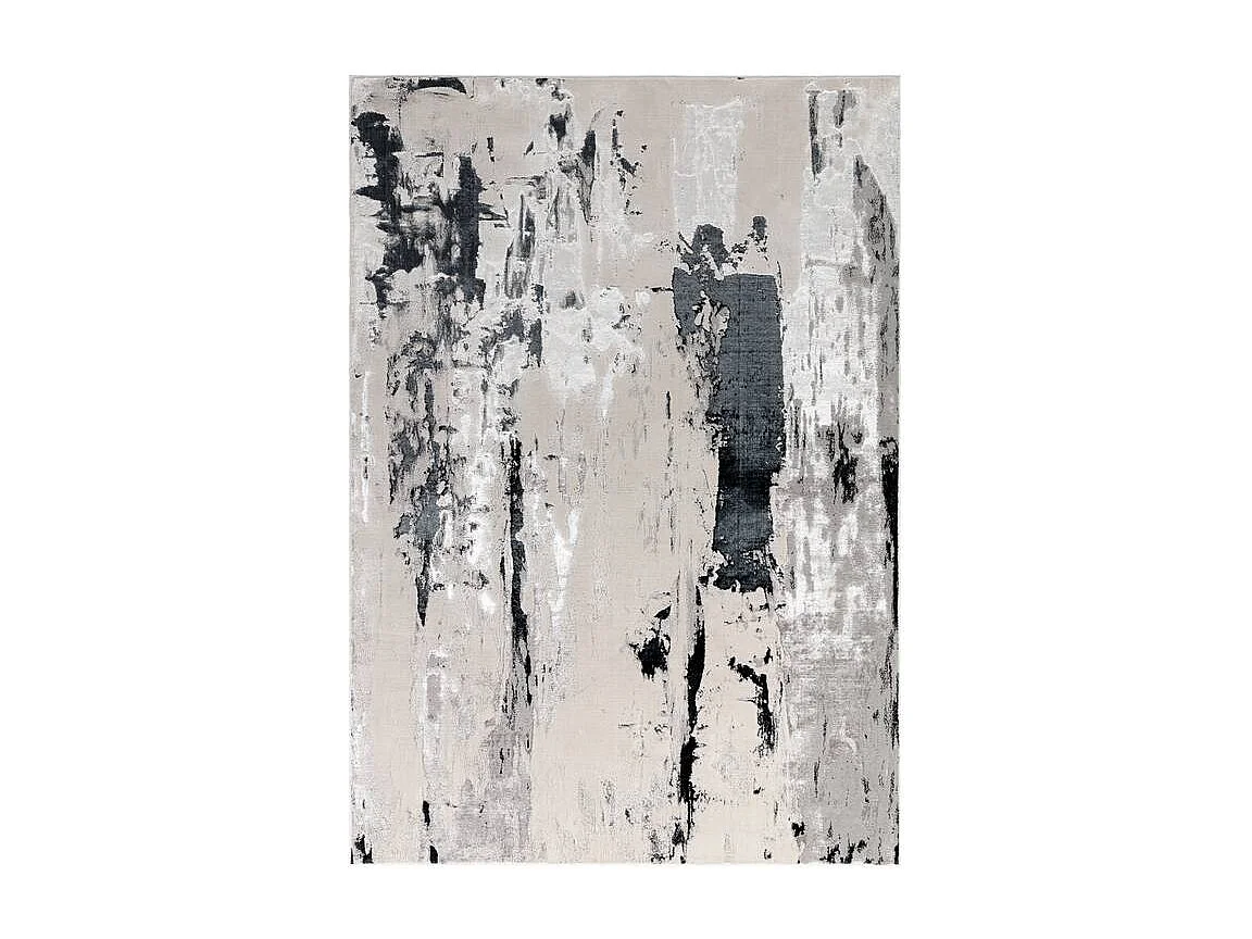 Abstract tapijt - 160x230cm - zilver, crème, wit, grijs - Aurora Glacier