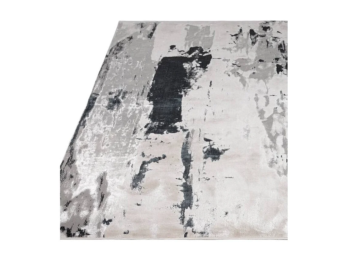 Abstract tapijt - 160x230cm - zilver, crème, wit, grijs - Aurora Glacier