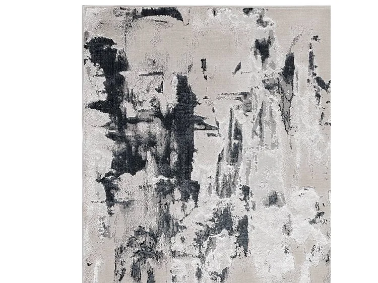 Abstract tapijt - 160x230cm - zilver, crème, wit, grijs - Aurora Glacier