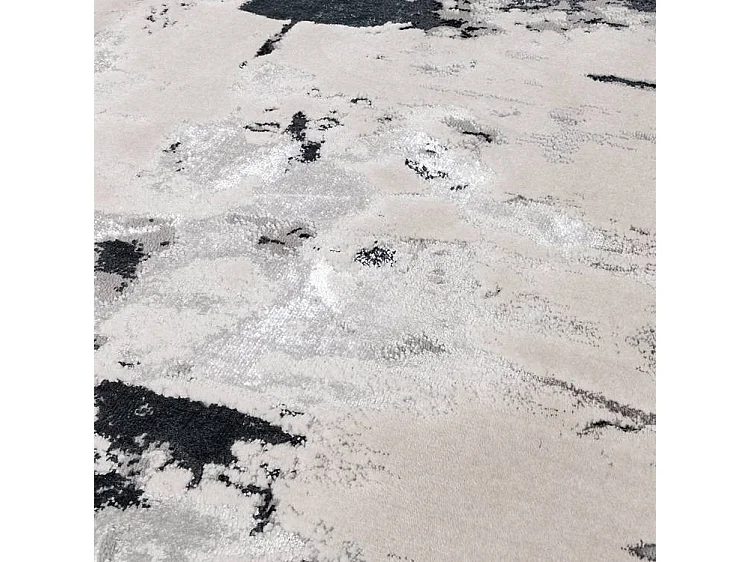 Abstract tapijt - 160x230cm - zilver, crème, wit, grijs - Aurora Glacier