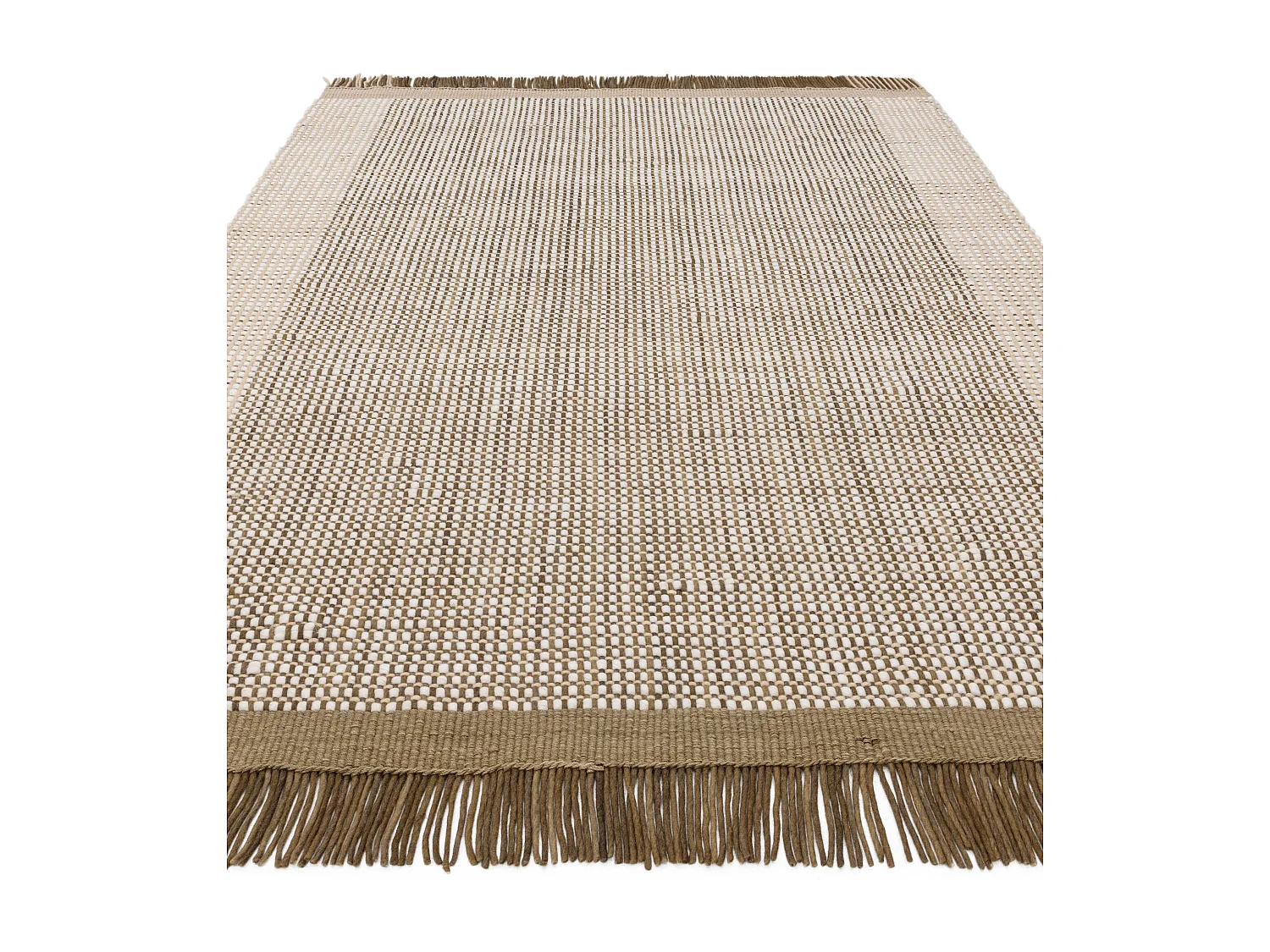 Handgeweven tapijt, 100% wol - 120x170cm - groen, crème, wit - Avalon