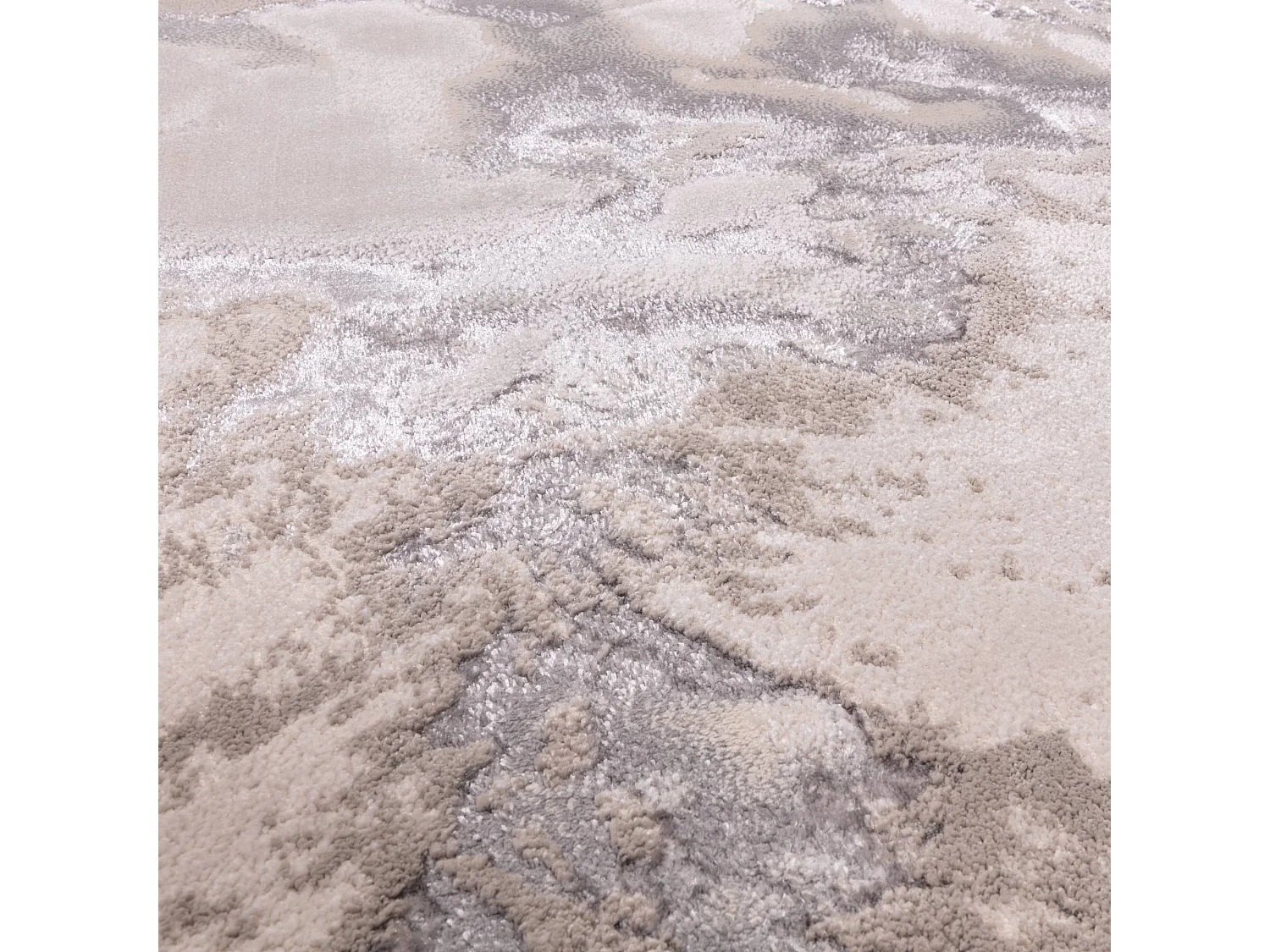 Abstract tapijt - 160x230cm - zilver, crème, grijs - Aurora Cloud