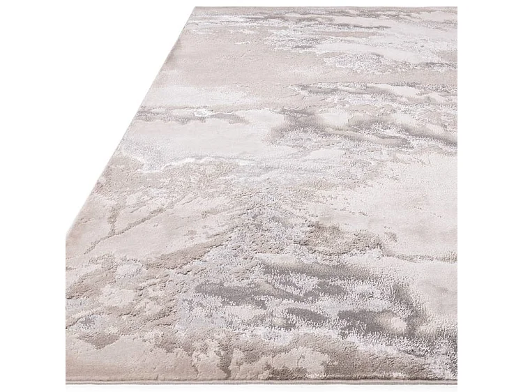 Abstract tapijt - 160x230cm - zilver, crème, grijs - Aurora Cloud