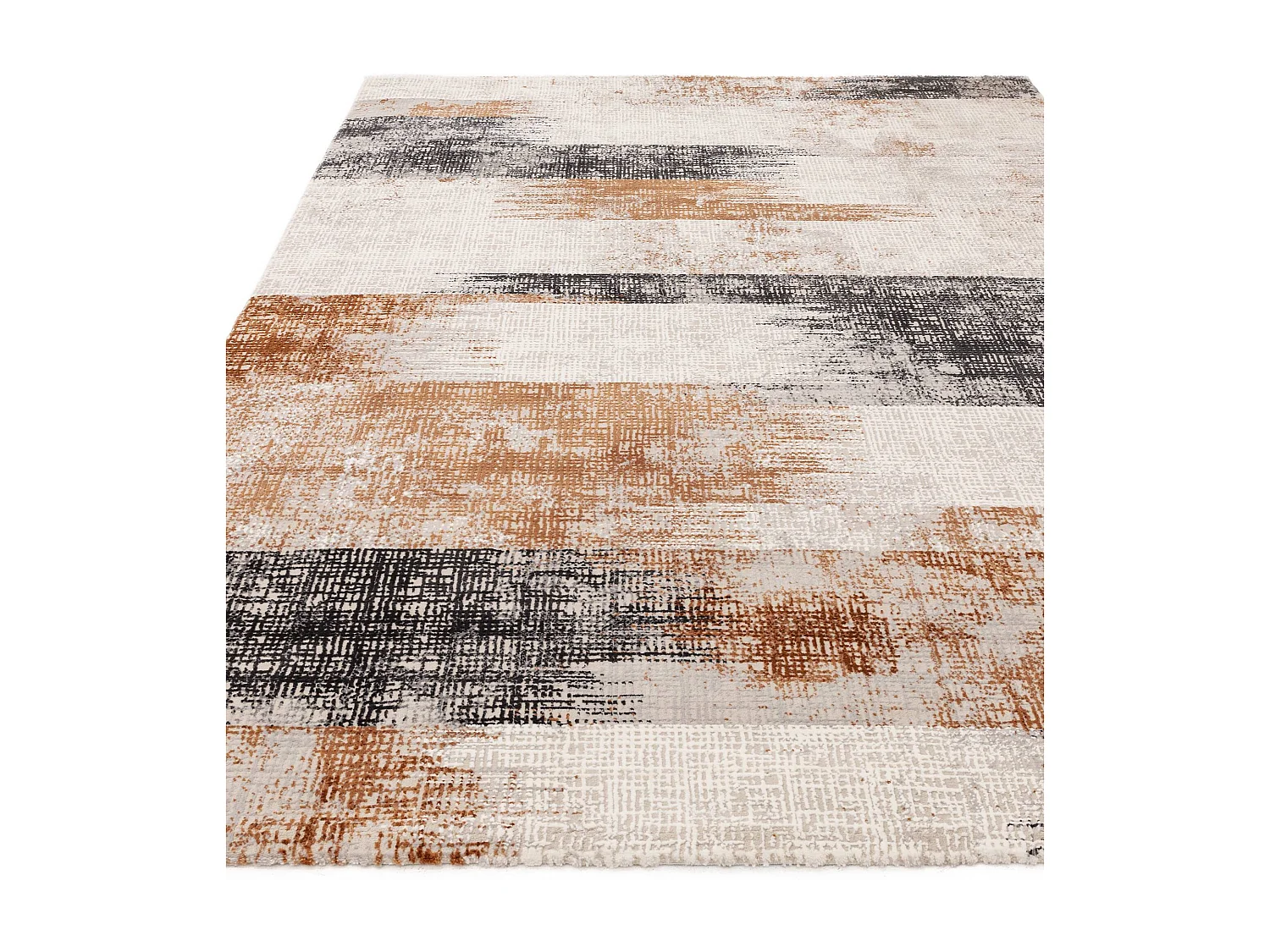 Abstract tapijt - 160x230cm - oranje, crème, zwart - Kuza Lines