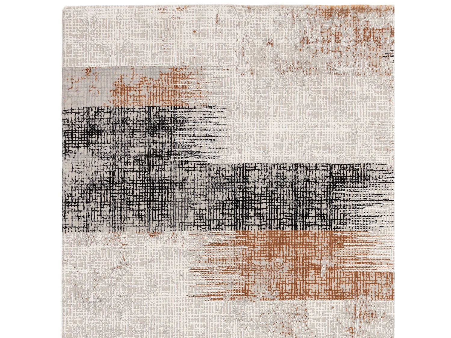 Abstract tapijt - 160x230cm - oranje, crème, zwart - Kuza Lines