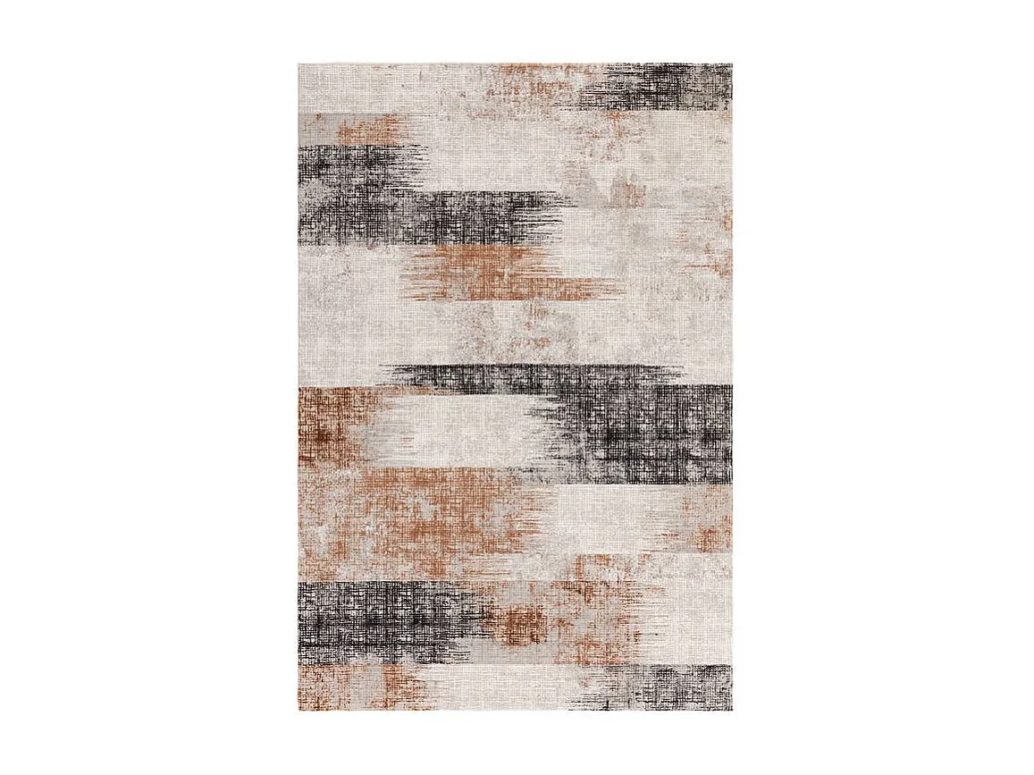 Tappeto astratto - 160x230cm - arancione, crema, nero - Kuza Lines