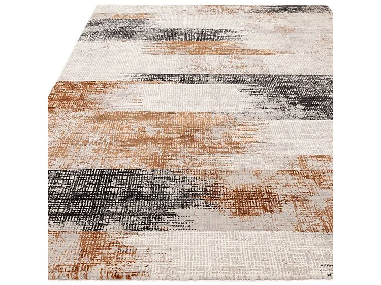 Tappeto astratto - 160x230cm - arancione, crema, nero - Kuza Lines