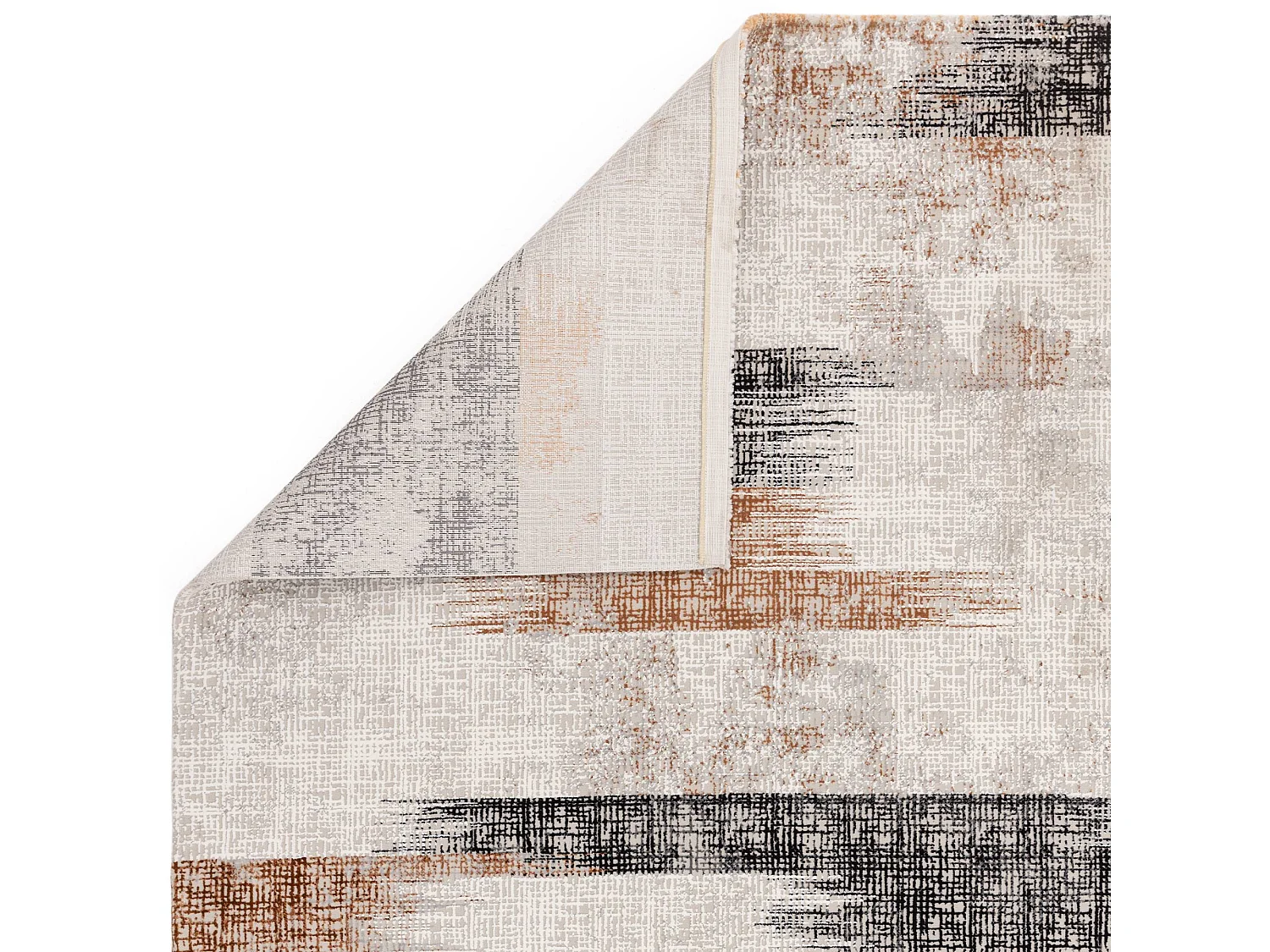 Abstract tapijt - 120x170cm - oranje, crème, zwart - Kuza Lines