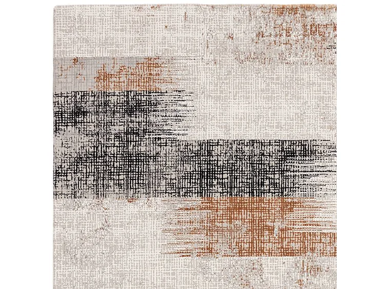 Tappeto astratto - 200x290cm - arancione, crema, nero - Kuza Lines