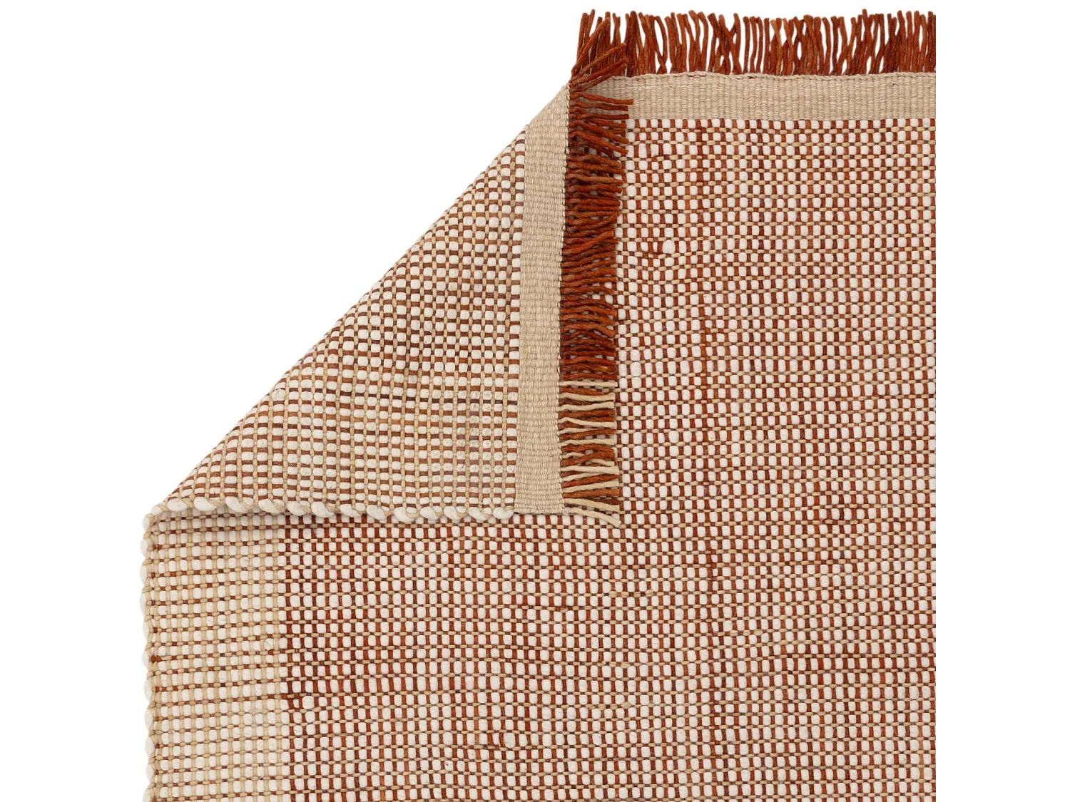 Handgeweven tapijt, 100% wol - 200x290cm - oranje, crème, wit - Avalon