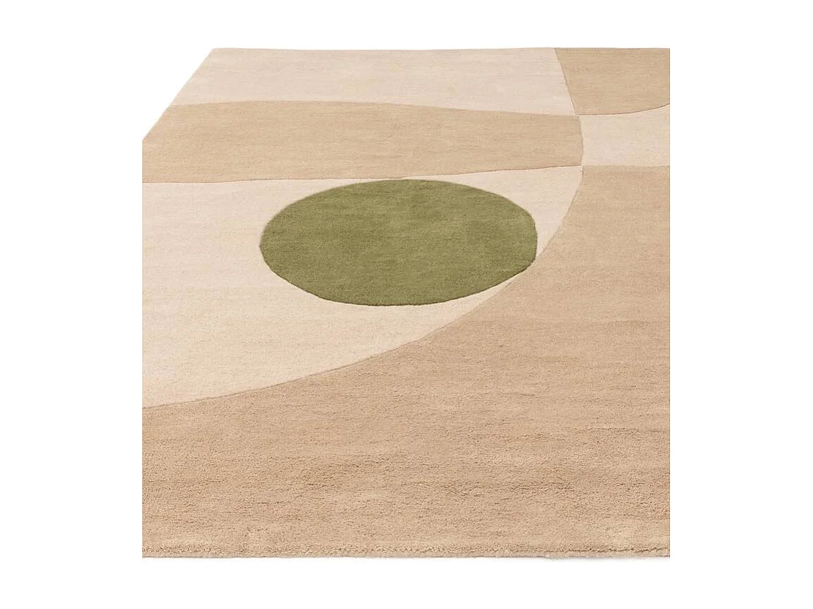 Tapis tufté main 100% laine - 120x170cm -crème, beige, vert - Reef Horizon
