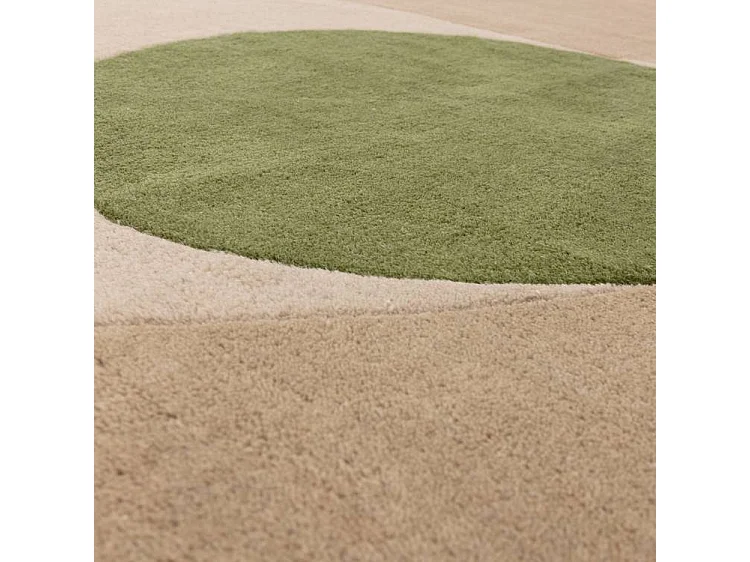 Tapis tufté main 100% laine - 120x170cm -crème, beige, vert - Reef Horizon