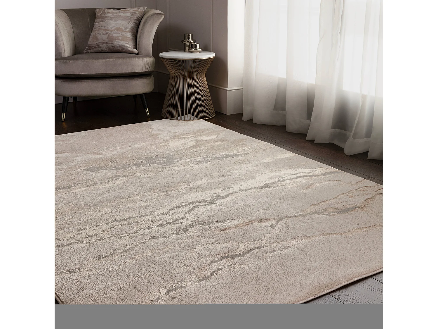 Abstract tapijt - 200x290cm - goud, grijs, beige - Aurora Linea