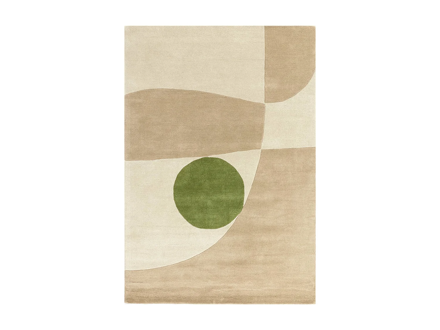 Handgeweven mid-century stijl tapijt van 100% wol - 160x230cm - crème, beige, groen - Reef Horizon