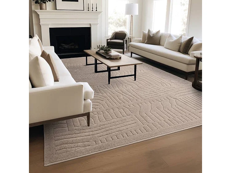 Tapis Geometrique - 120x170cm - beige - Valley Route