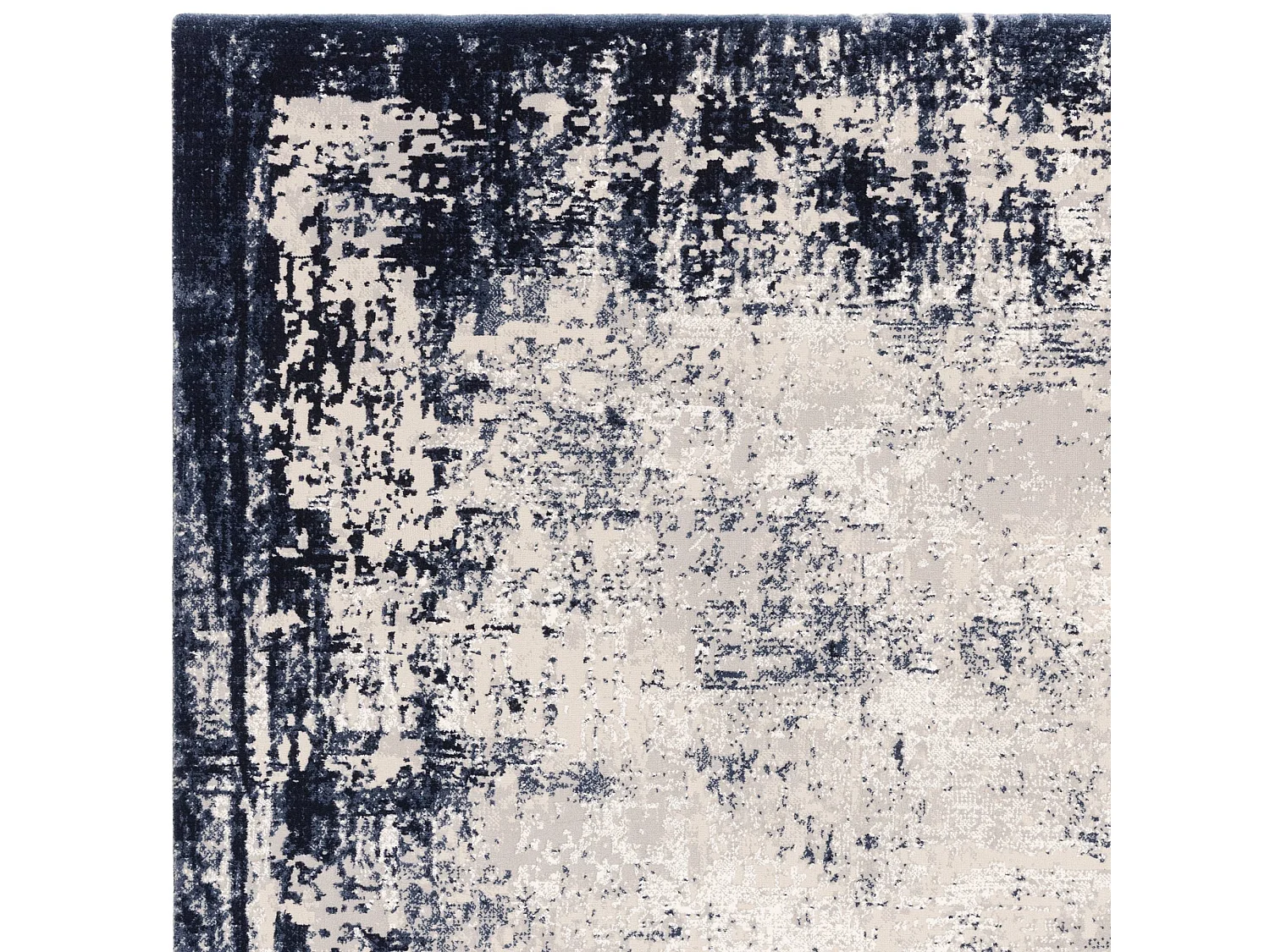 Abstract tapijt - 120x170cm - marineblauw, crème - Kuza Border