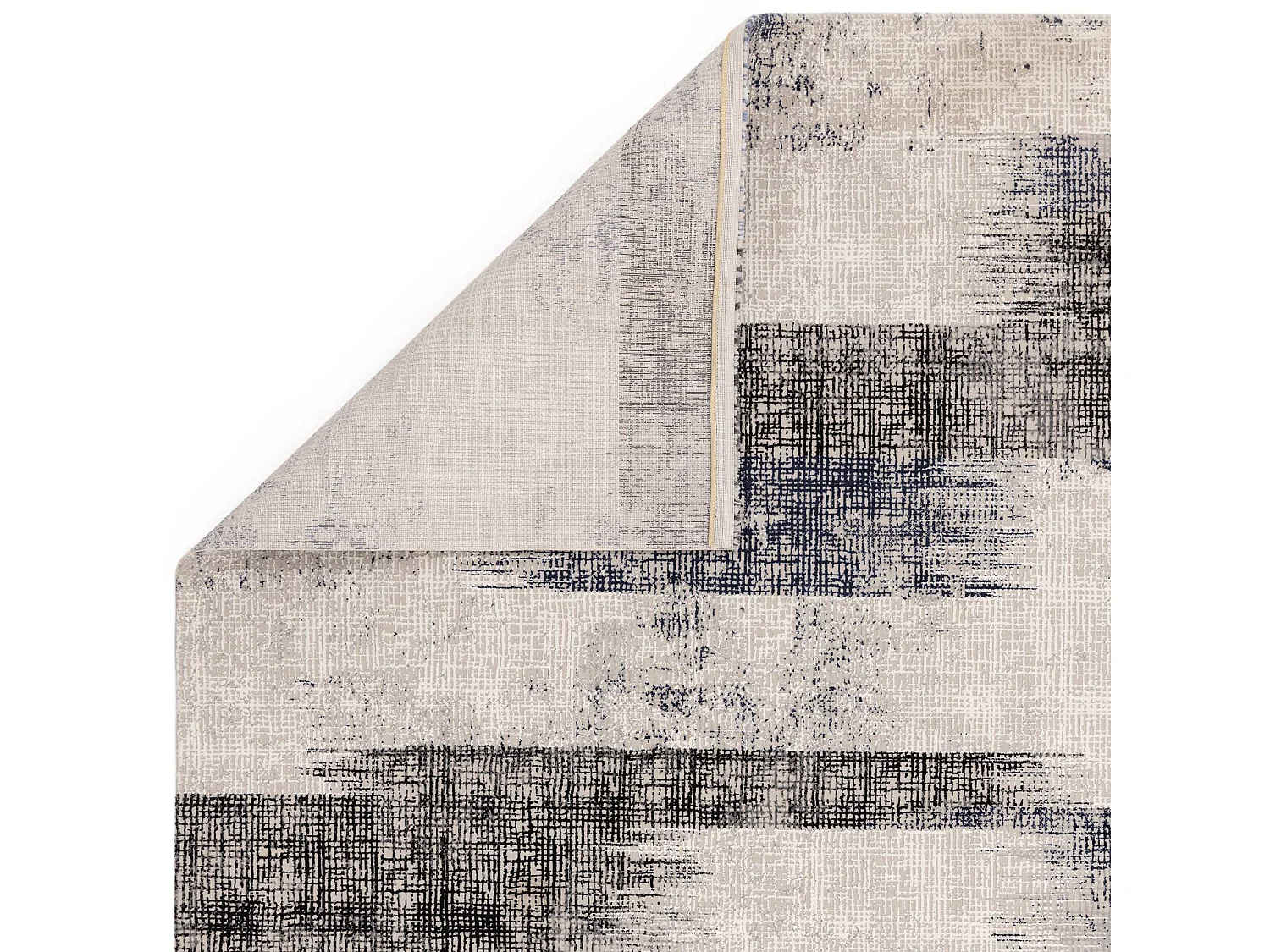 Abstract tapijt - 120x170cm - marineblauw, crème, zwart - Kuza Lines