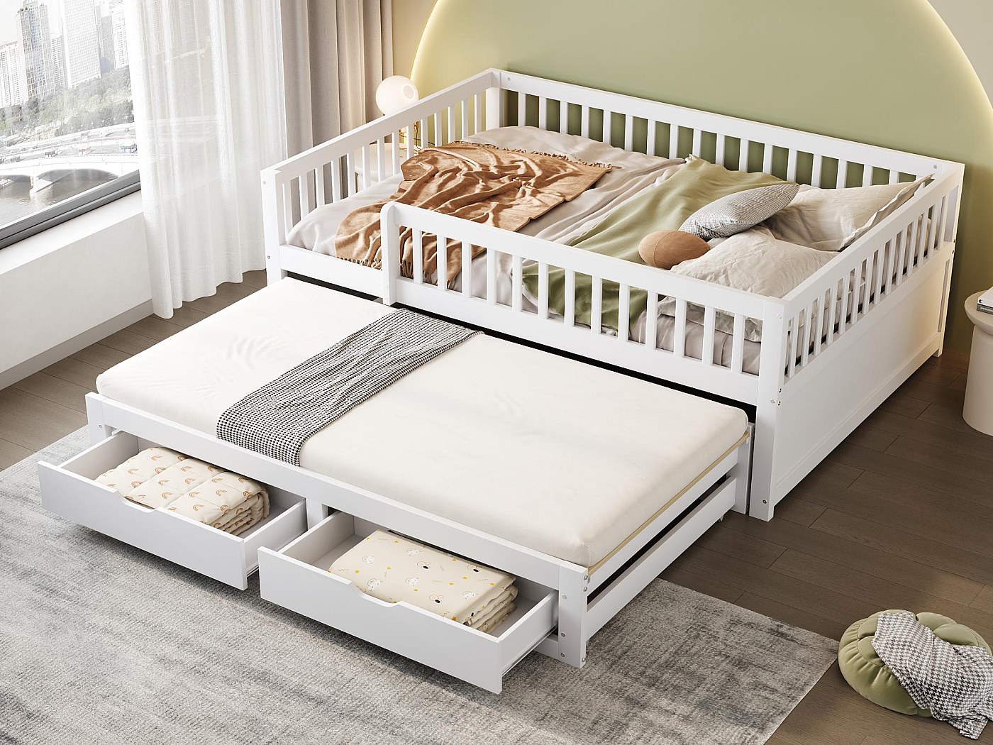 Divano Letto 2 Posti 140x200 Cm Con Rete A Doghe – Struttura In Velluto Beige, Multifunzionale Senza Materasso, Carico 250kg, Mid-Century