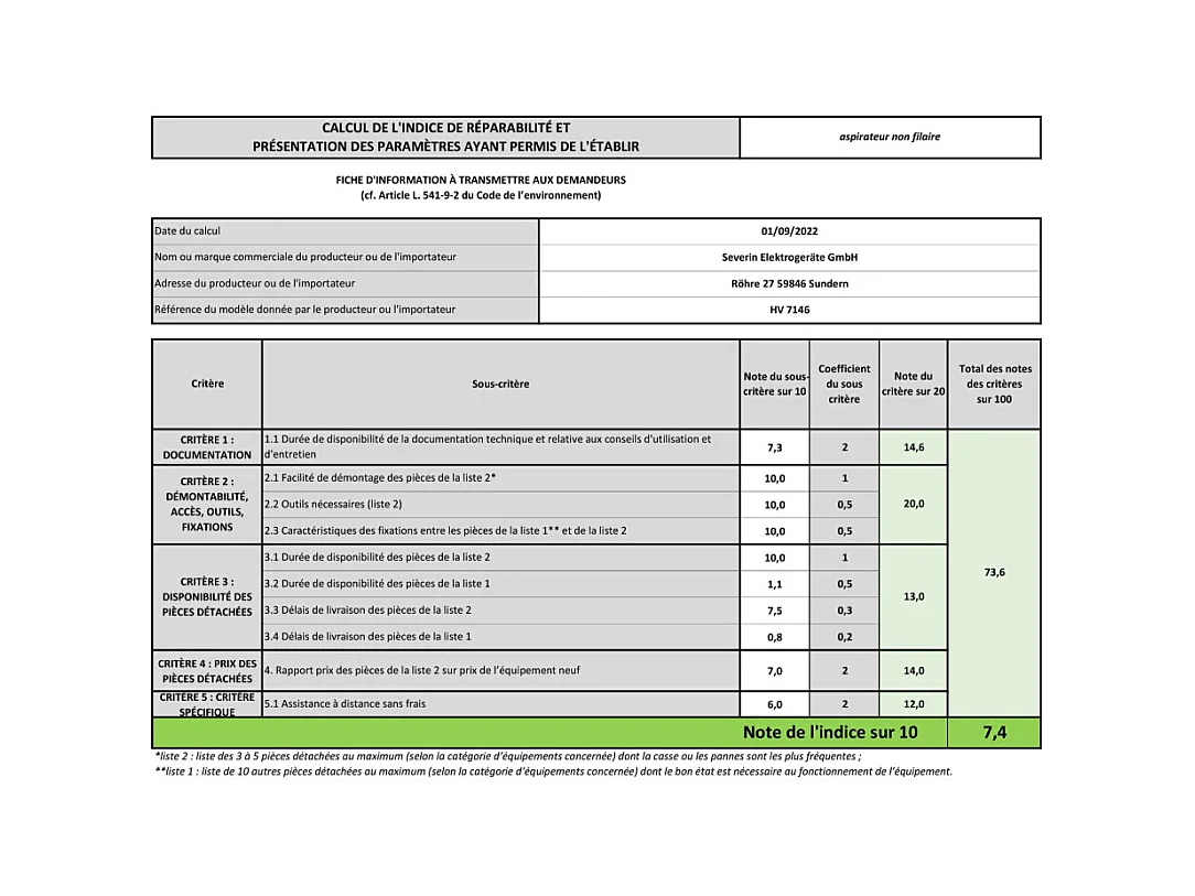 Severin Aspirateur à main rechargeable 18.5v - hv7146