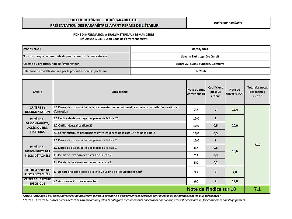 Severin Aspirateur balai rechargeable 22.2v noir - HV7966
