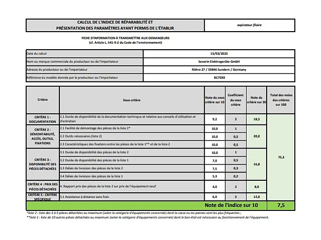 Severin Aspirateur traineau 750w 79db gris/noir - BC7030