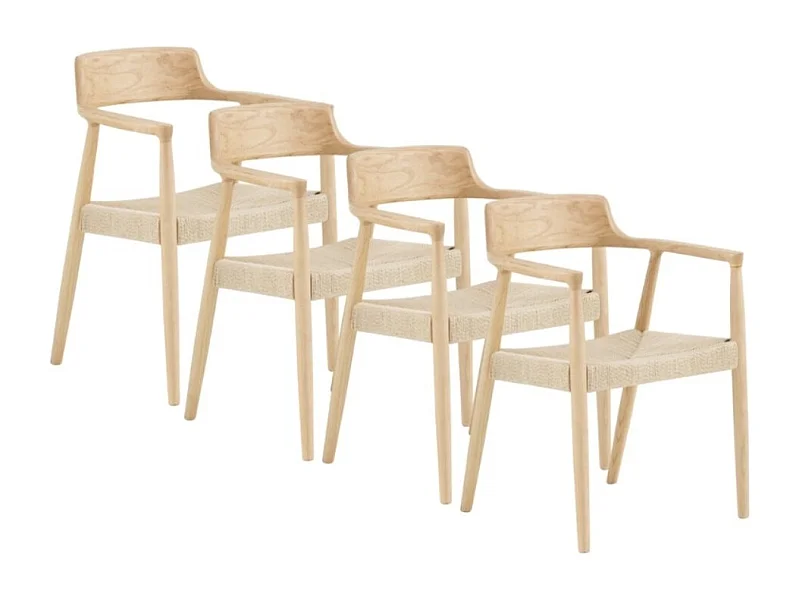 Lot de 4 fauteuils en bois de toon