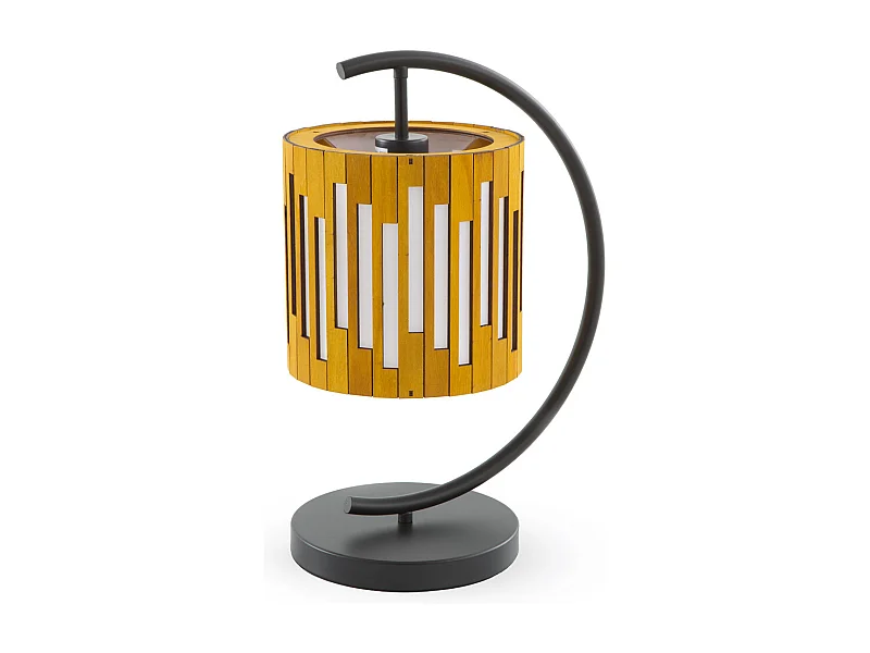 Tischlampe aus honigfarbenem Sperrholz