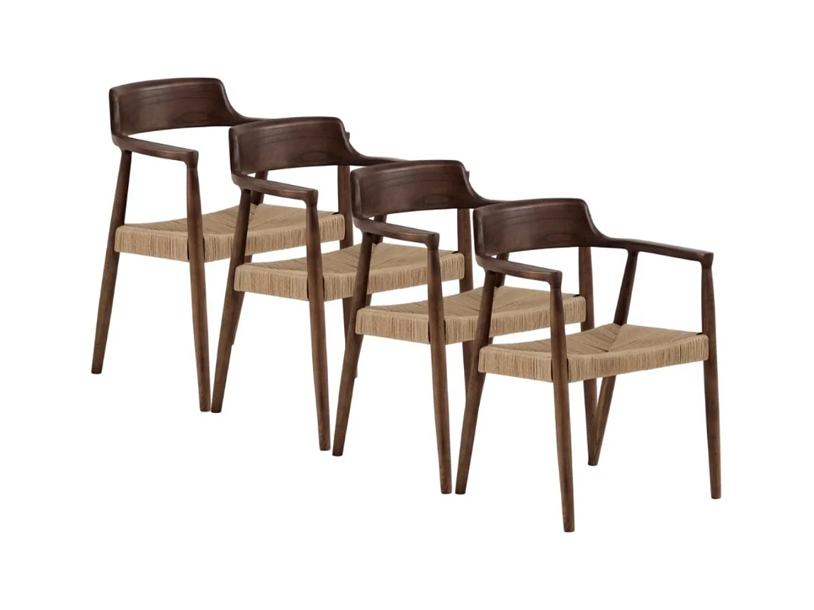 Pack de 4 sillones de madera de toon color nogal