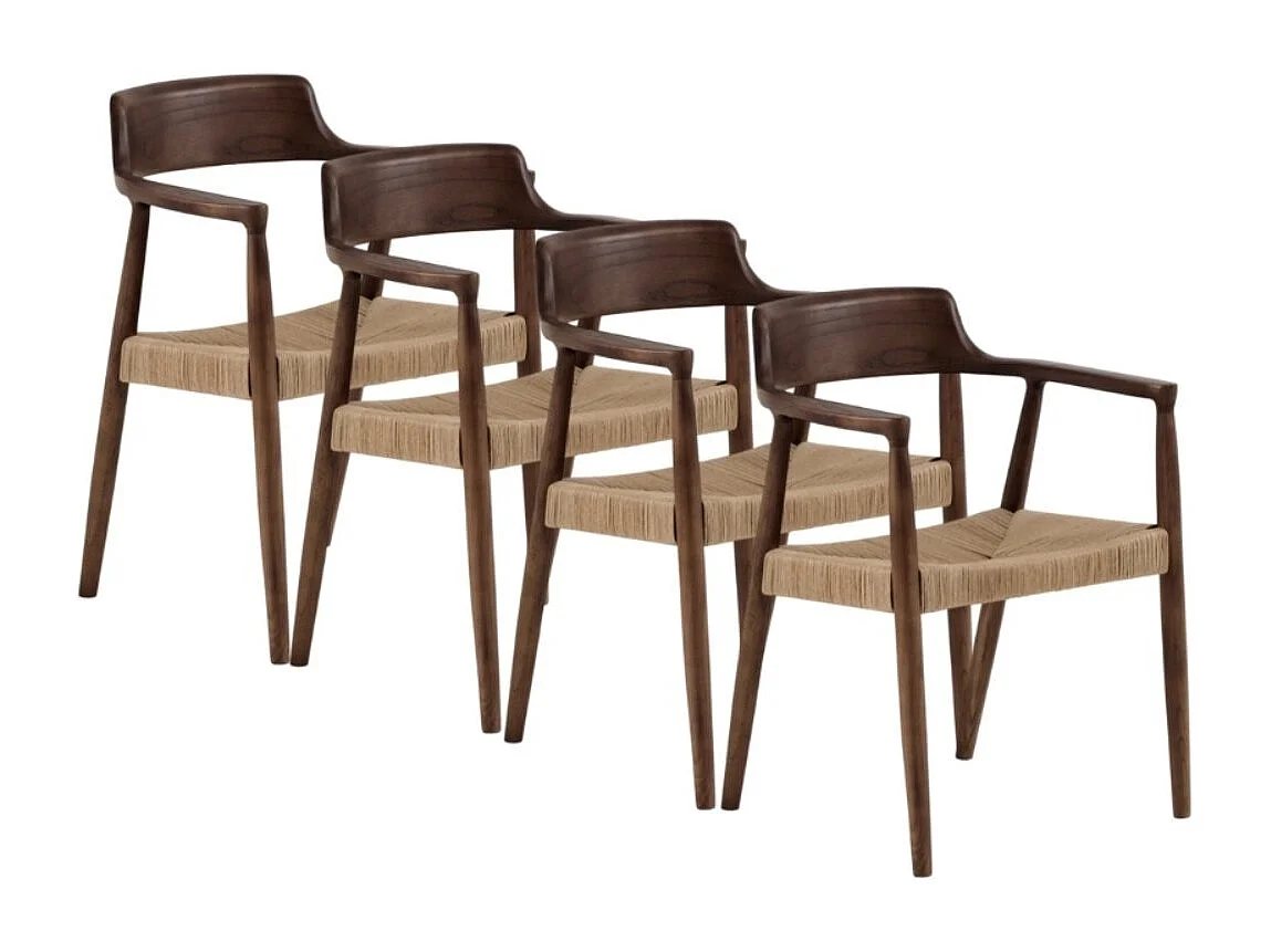 Pack de 4 sillones de madera de toon color nogal