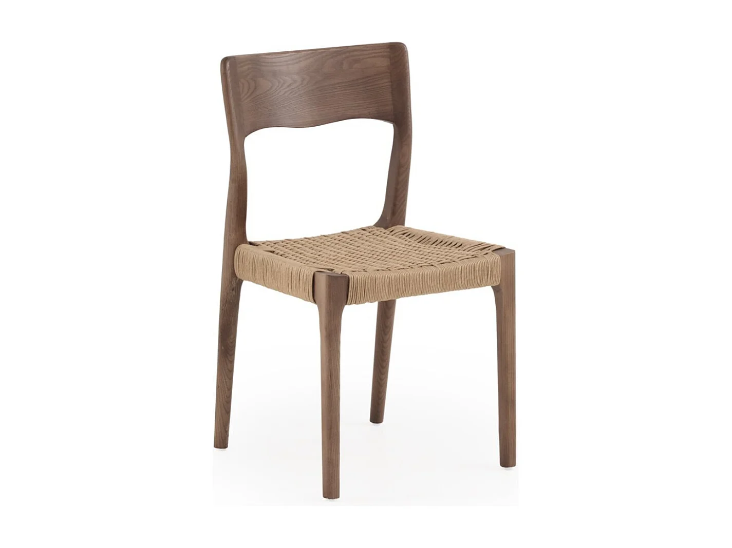 Lot de 4 chaises en bois de frêne couleur noyer