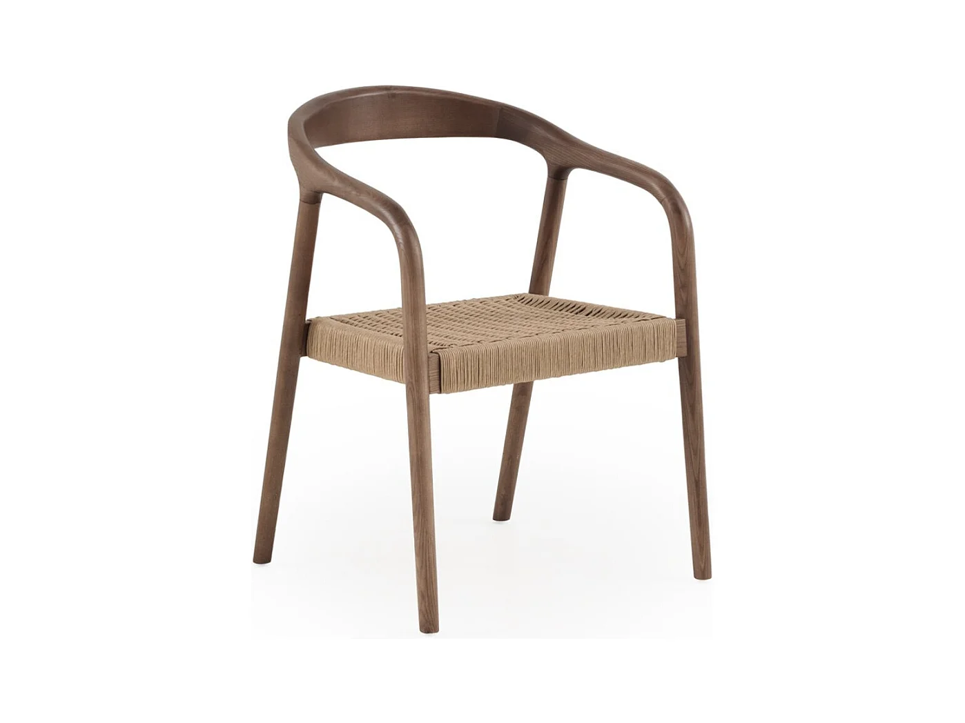 Lot de 4 chaises en bois de frêne couleur noyer