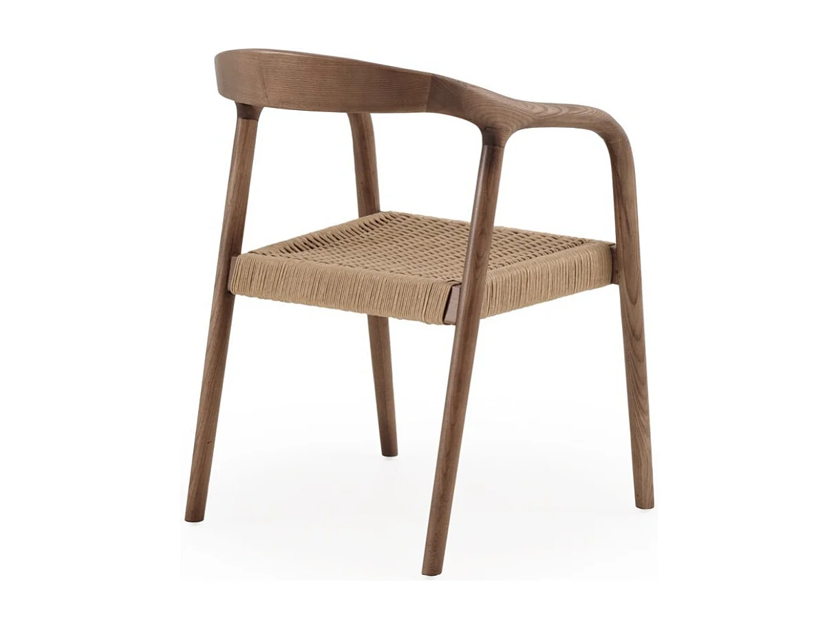 Lot de 4 chaises en bois de frêne couleur noyer