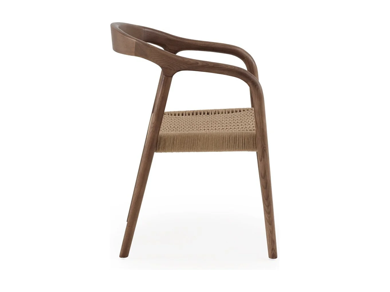 4er-Set Stühle aus Eschenholz in Nussbaumoptik