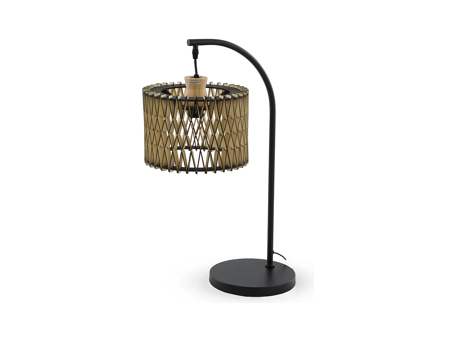 Lampe de table en contreplaqué naturel et noir