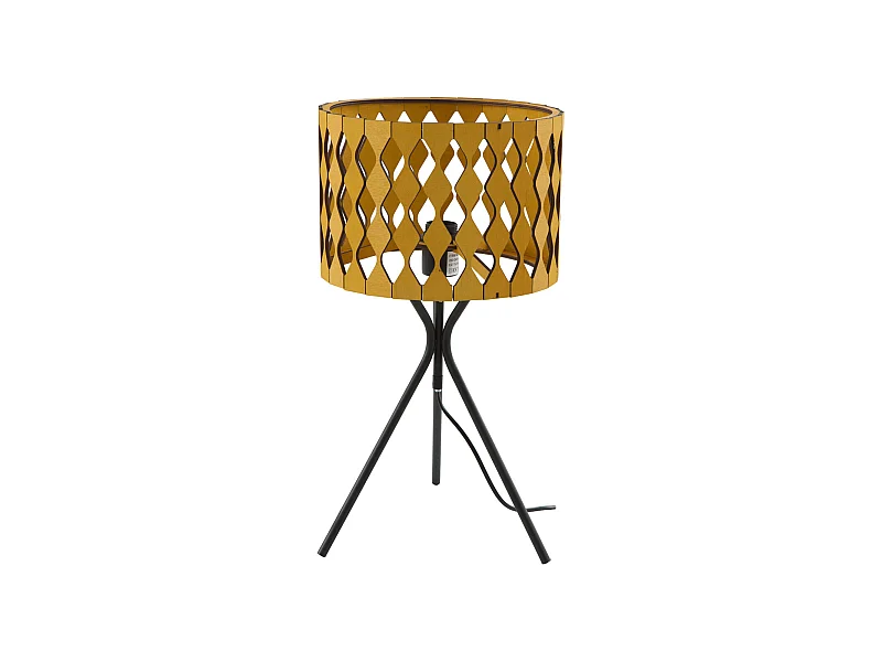 Tischlampe aus honigfarbenem und schwarzem Sperrholz
