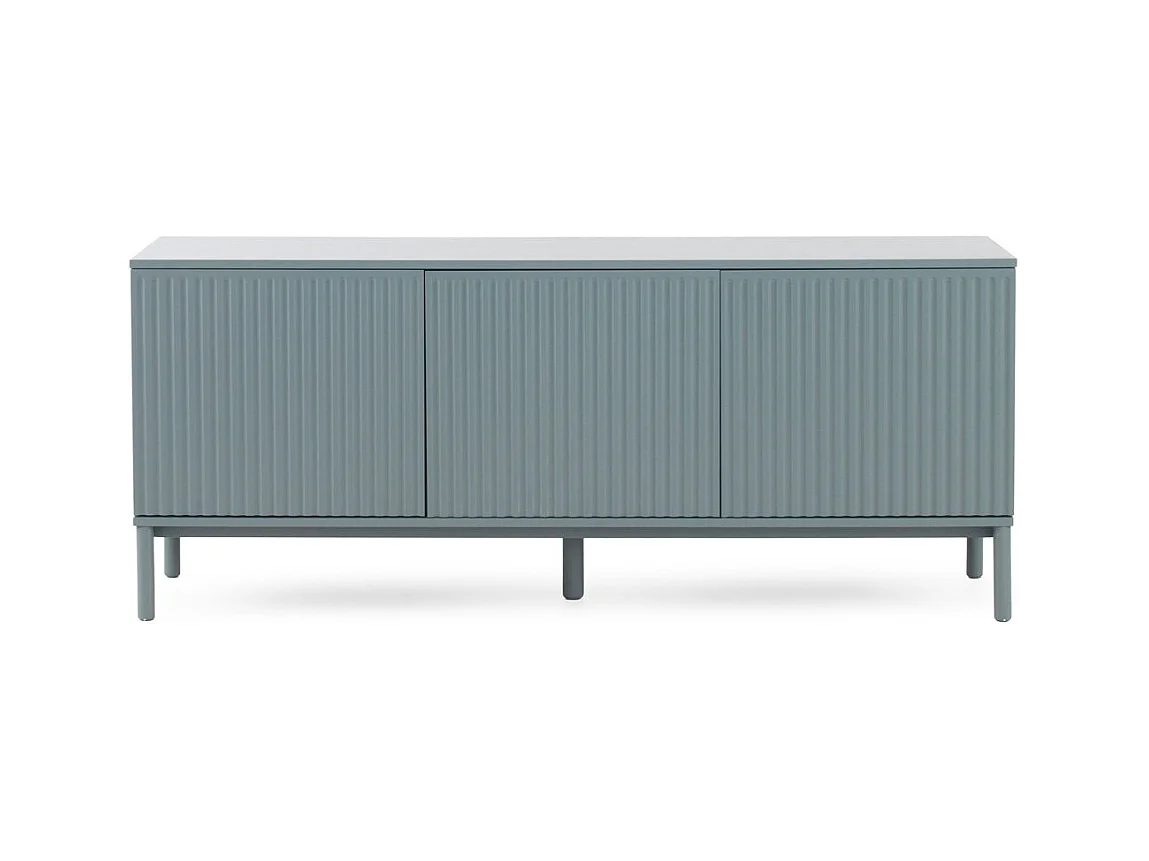 Buffet bleu avec rainures sur les portes et les côtés